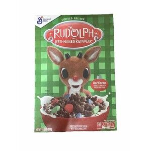 General Mills RUDOLPH Red Nosed Reindeer LIIMITED EDITION Cereal 11.2 NEW (F)